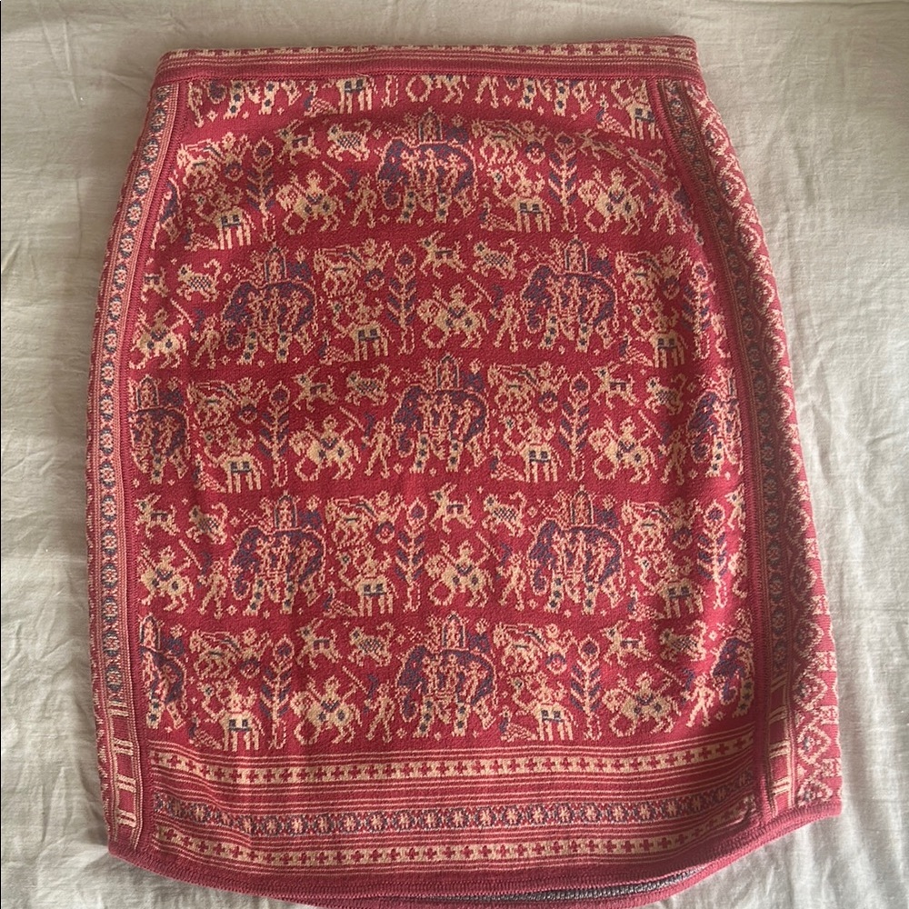 Peruvian Connection light red / blue patterned mini skirt xs